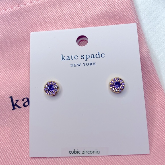 kate spade Jewelry - Kate Spade Sparkling Light Purple with Gold Pave’ Stud Earrings BNWT ♠️
